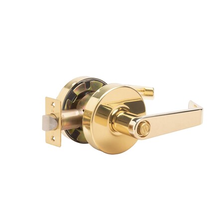 Saturn Series Grade 2 Bed/Bath Privacy Cylindrical Door Lever Set In Bright Brass